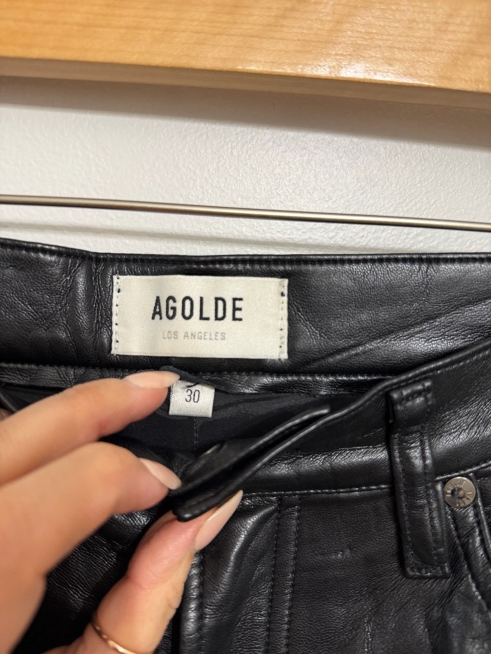 Agolde Recycled Leather Fitted 90's in Detox - Picture 6 of 7